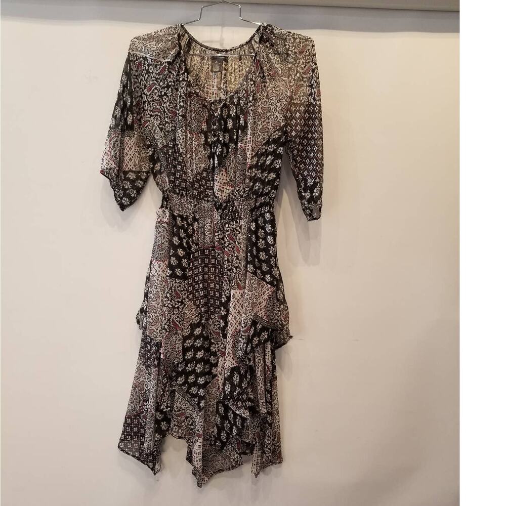 Chelsea & Theodore Romantic Gypsy Layered Dress Black Gray Dress Women's Size S